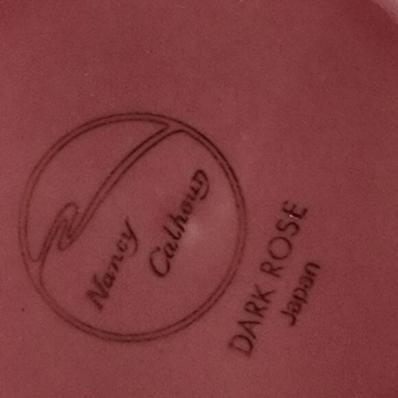 Nancy Calhoun Cup Saucer Set of 4 Solid Dark Rose Pink VTG Stoneware Japan EUC - Picture 10 of 10